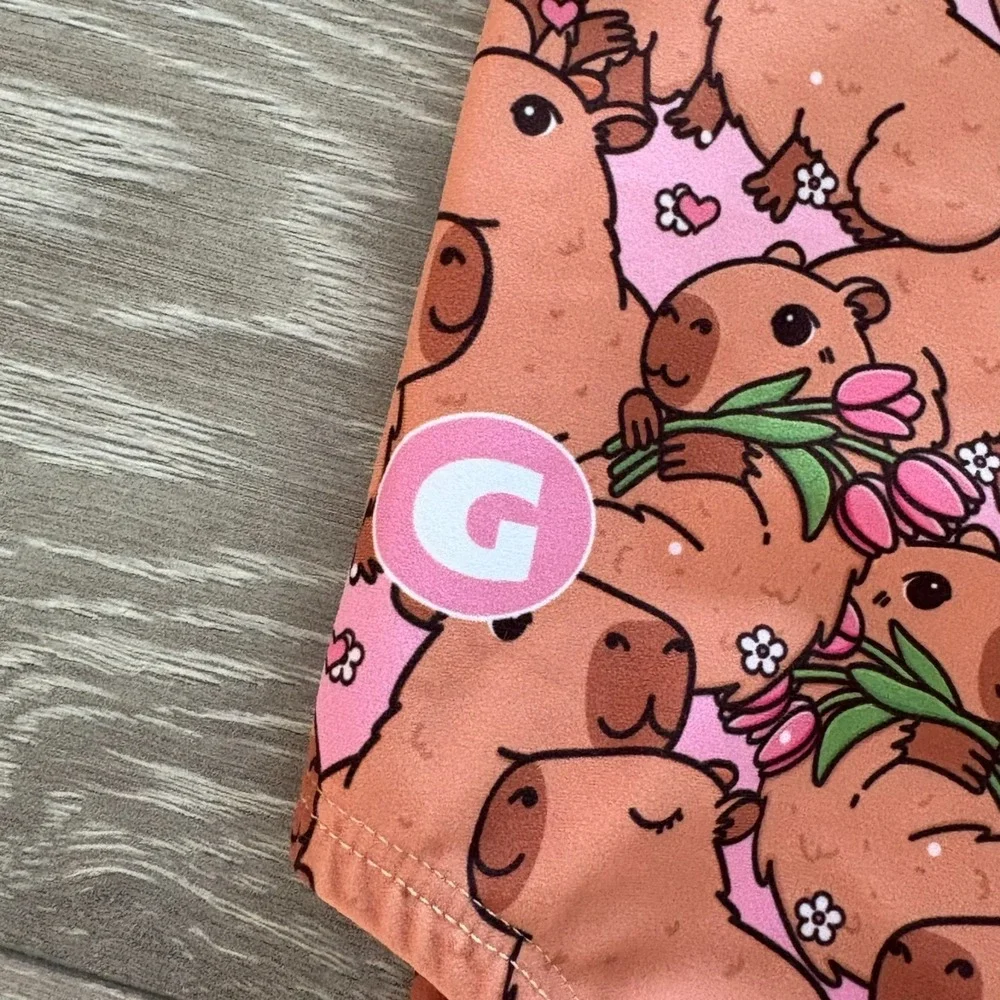 NWT Gym Gear Kids Brown Capybara Animal Print Gymnastics/Dance Leotard Size S‎